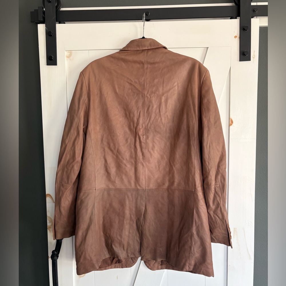J.Peterman leather blazer sport jacket size 42 - Picture 2 of 3